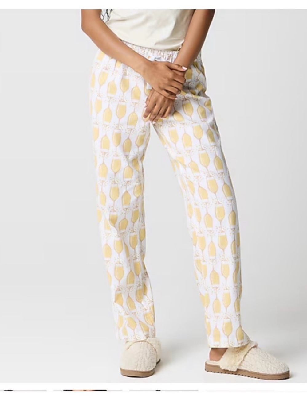 J. Crew White and Yellow champagne -Print Pajama Pants